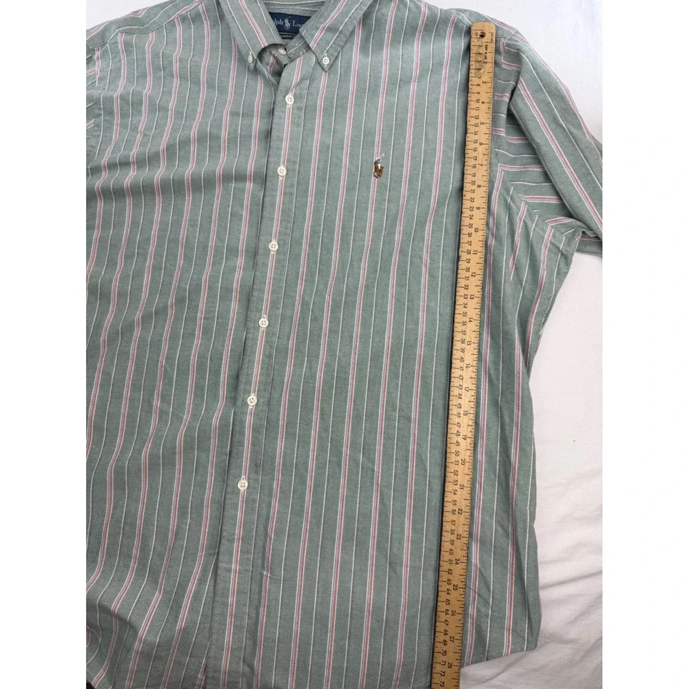 Ralph Lauren Classic Fit Mens XXL Green Striped Oxford Button Down Shirt Cotton